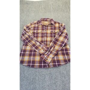 Lake & Trail Men's Large Long Sleeve Flannel‎ Purple Plaid Shirt RN48711